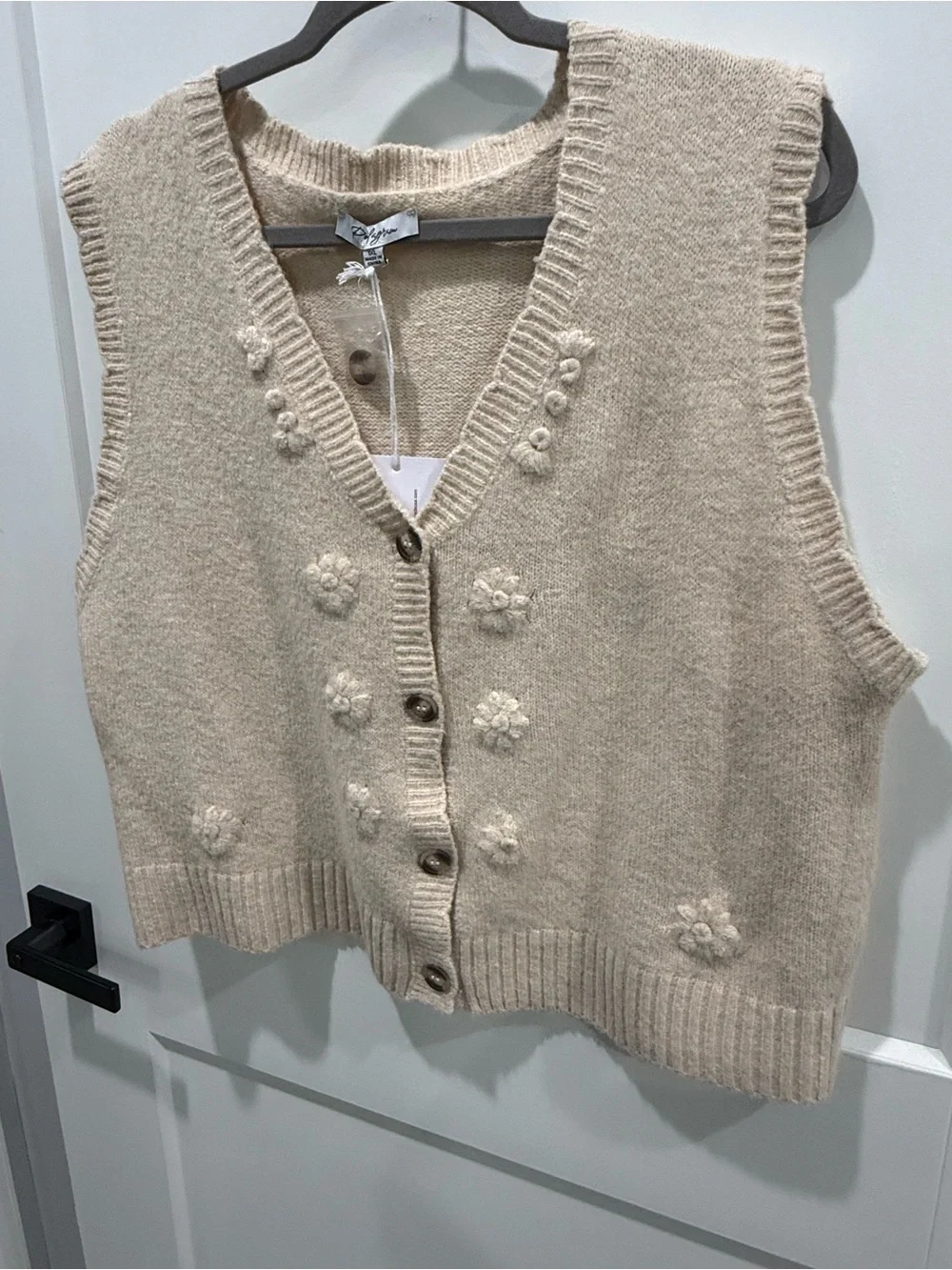 Polagram sweater vest floral beige oatmeal color  1XL ( XL )